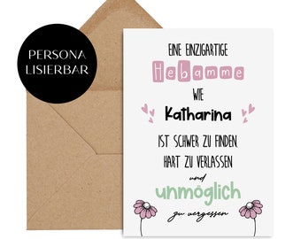 Postcard MIDWIFE Gift PERSONALIZABLE Thank you midwife gift idea