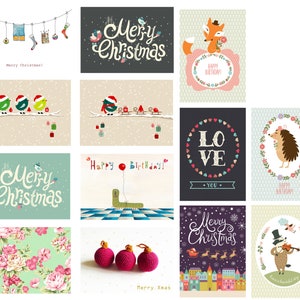 Postcard Set 13-piece, Birthday Cards Set