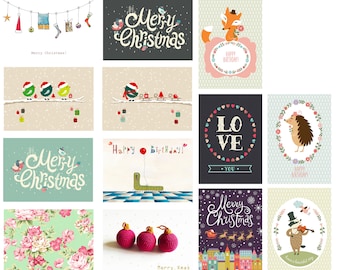 Set cartoline 13 pezzi, set biglietti d'auguri