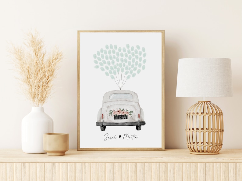 Gästeposter HOCHZEIT Auto personalisiert mit Namen als Geschenk zur Hochzeit FINGERABDRUCK Bild 4