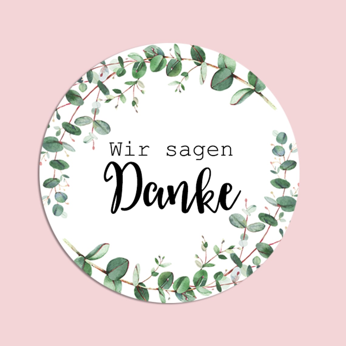 50 Sticker Danke EUCALYPTUS, Vielen Dank Aufkleber Dankeschön Etiketten