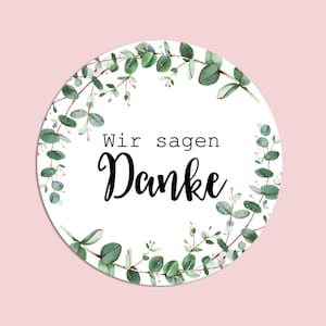 50 Sticker Danke EUCALYPTUS, Vielen Dank Aufkleber Dankeschön Etiketten Bild 2