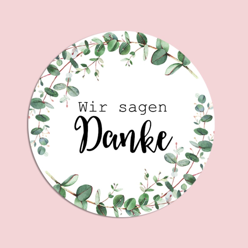 50 Sticker Danke EUCALYPTUS, Vielen Dank Aufkleber Dankeschön Etiketten Bild 2