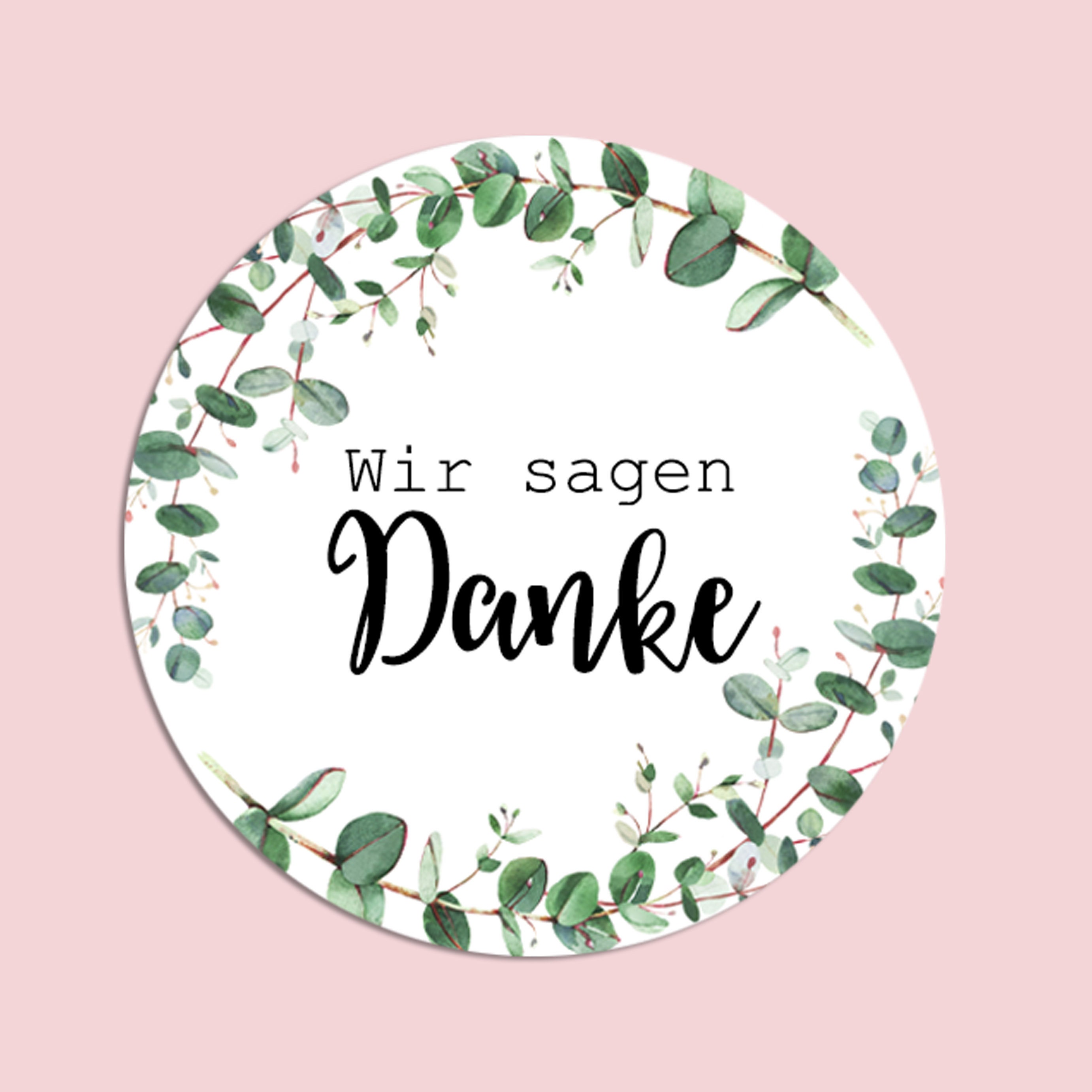 72 'Vielen Dank' Sticker In Grün Mit Zweigen – Runde, Matte Aufkleber (4 Cm) Für Geschenke & Danksagungen
