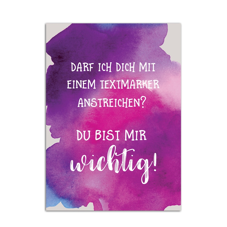Postkarte Du bist mir wichtig Textmarker Etsy.de