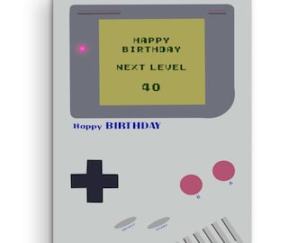 Funny birthday card GAMEBOY 40 Next Level birthday gift for friends