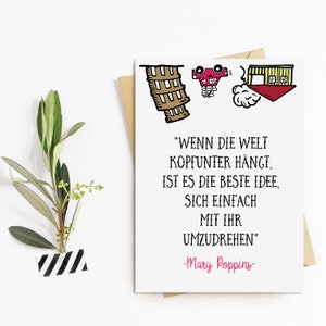 Postkarte Zitate "Wenn die Welt kopfunter hängt" Postkarte Sprüche, Sprüchekarte, Postkarte Motivation, Motivationskarten, Mutmach-Karte