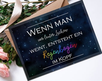 Postkarte Spruch REGENBOGEN im Kopf Postkarte Freundschaft