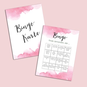 50 Bingokarten "Aquarell Hochzeit", Hochzeitsspiele Gäste, Bingo Hochzeit, Hochzeitsspiel deutsch, Hochzeitsbingo, Gastgeschenk Hochzeit