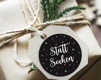 25 Sticker "Statt Socken" NEU, Weihnachtsaufkleber Weihnachtsgeschenke Geschenkänhänger Weihnachten Geschenkaufkleber Sticker Weihnachten