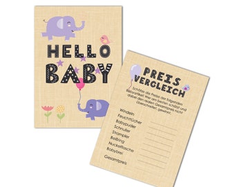 Baby shower game 10 cards Pullerparty game, baby party games, baby shower decoration, baby shower ideas, baby shower tip card, baby shower gift
