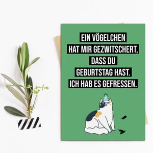 Geburtstagskarte Katzen VÖGELCHEN Geschenk Freundin Geburtstag Katzen Karte
