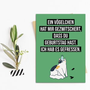 Geburtstagskarte Katzen VÖGELCHEN Geschenk Freundin Geburtstag Katzen Karte Bild 1