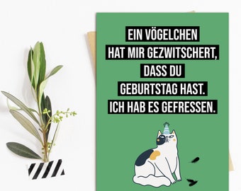 Geburtstagskarte Katzen VÖGELCHEN Geschenk Freundin Geburtstag Katzen Karte