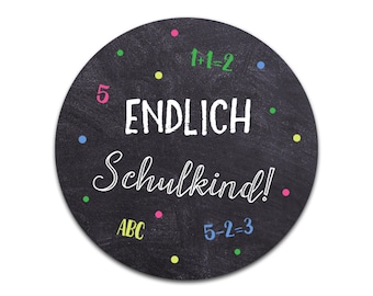 50 x Aufkleber "Endlich Schulkind" Einschulung Deko, Geschenke zur Einschulung, Geschenkanhänger Einschulung, Schulanfang Deko, Schulkind