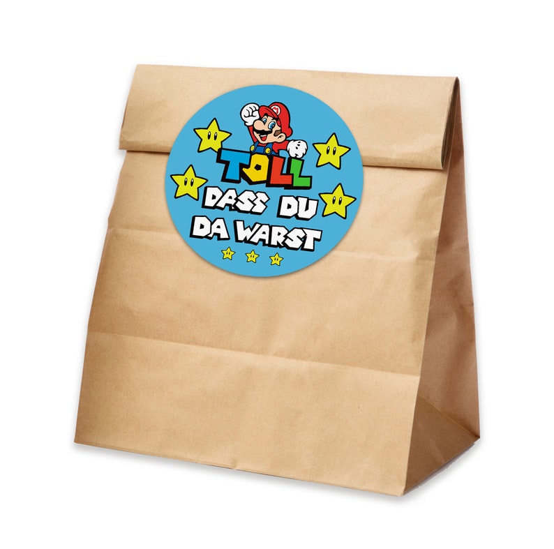 10 x Einladungskarten Kindergeburtstag SUPER MARIO 10 Tüten inkl. Sticker Mitgebsel Kindergeburtstag Bild 6