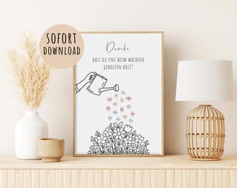 Poster FINGERPRINTS Farewell Kindergarten School Farewell Gift Watering Can Digital File
