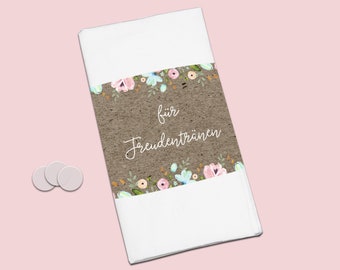 50 Fascette Porta Fazzoletti Per Lacrime Di Gioia, Per Matrimoni, Colore Rosa Acquerello, Con Adesivi Inclusi