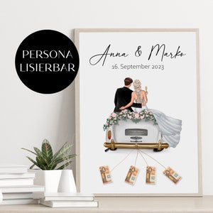Wedding Poster WEDDING CAR Cash Gift Wedding PERSOLANISABLE