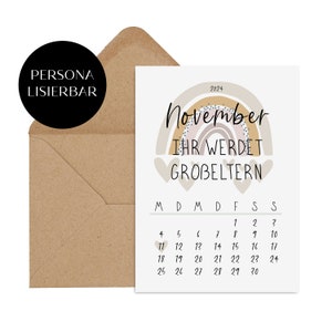 Postkarte  Schwangerschaft verkünden PERSONALISIERBAR inkl. Umschlag Ihr werdet Großeltern