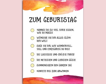 Postkarte Geburtstag zum Ankreuzen Geburtstagskarte lustig, Geburtstags Postkarte, Geburtstag Mama, Geburtstag Freundin