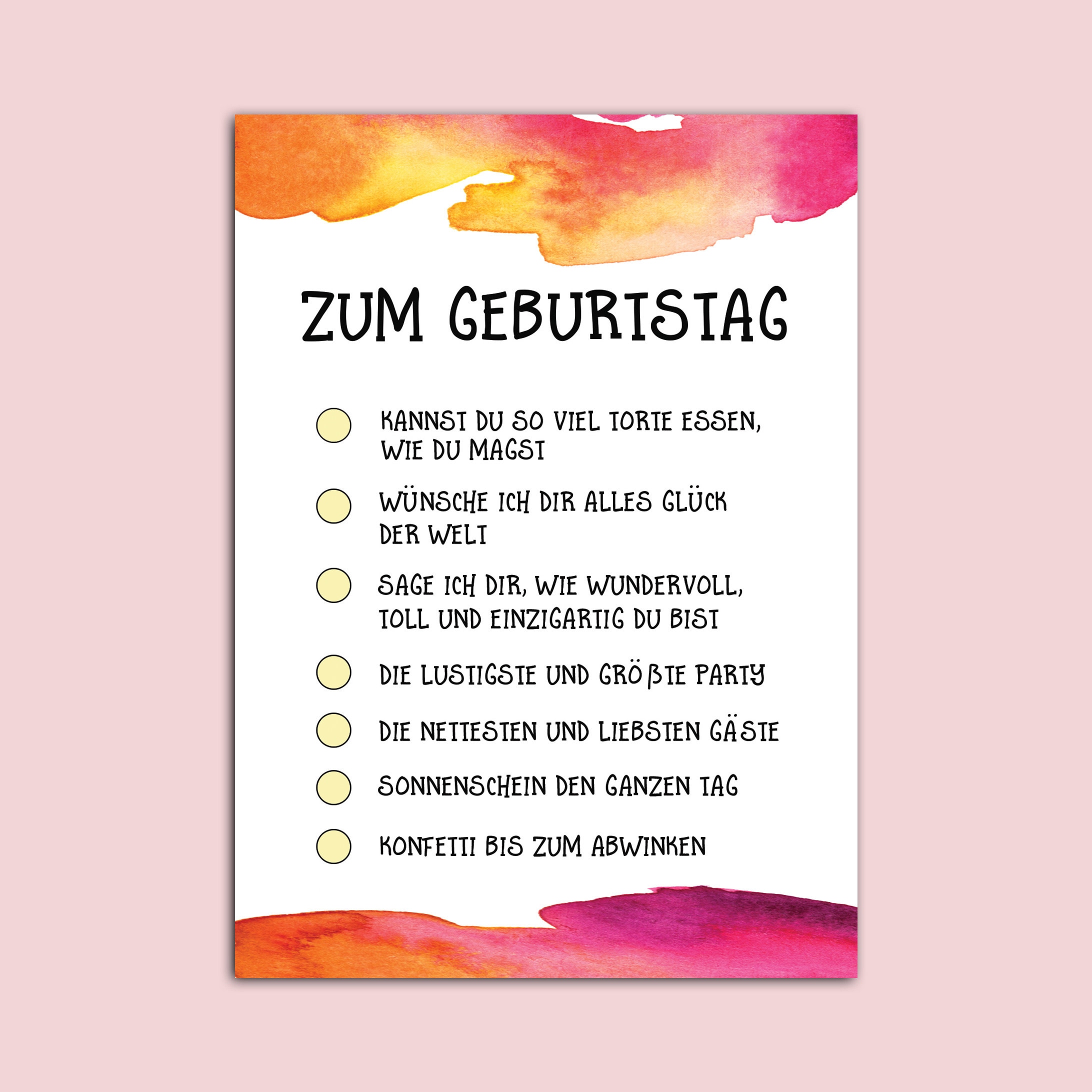 Postkarte Geburtstag zum Ankreuzen Geburtstagskarte lustig Etsy