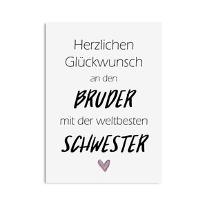Geburtstagskarte BRUDER mit weltbester Schwester lustige Postkarte Geburtstagskarte