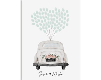 Guest poster WEDDING car personalized with name as a wedding gift FINGERPRINT