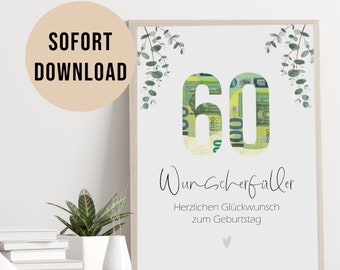 Poster GELDGESCHENK Geburtstag 60 DOWNLOAD