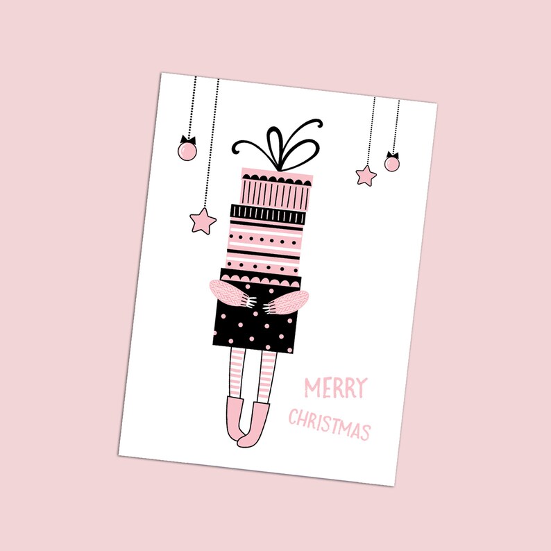 Christmas Card Set 3-Piece PINK, Christmas Cards Postcards Set Christmas Christmas Christmas Cards Set Greeting Cards Christmas Greeting Card image 3