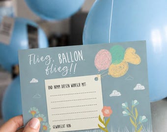 50 Ballonflugkarten für Kinder, Kindergeburtstag Spiele, Ballonkarten Einschulung, Kindergeburtstag Deko, Kindergeburtstag Mitgebsel