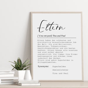 Poster PARENTS personalized with names as a gift for parents on the birth of a child