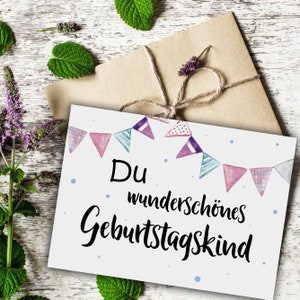 Postkarte Geburtstag Du wunderschönes Geburtstagskind Geburtstagskarte, Geburtstags Postkarte, Geburtstag Mama, Geburtstag Freundin Bild 2