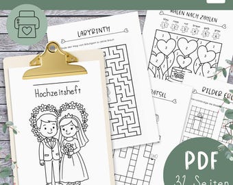 Hochzeits-Malbuch für Kinder – PDF zum Ausdrucken 32 Seiten