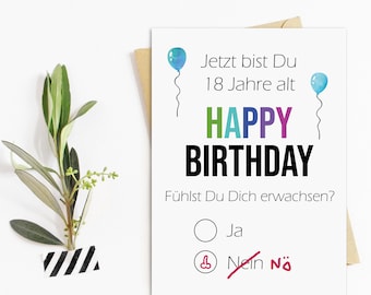 Geburtstagskarte 18. Geburtstag Karte Fühlst Du Dich ERWACHSEN? Alles Gute Postkarte Volljährigkeit Geschenk Männer