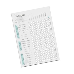 Cleaning plan template, shared apartment cleaning plan block 50 sheets, household planner, household plan, shared apartment cleaning plan, weekly cleaning plan, weekly planner, daily planner