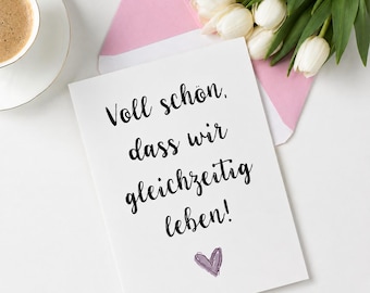 Ansichtkaart GELIJKTIJDIG LEVEN Cadeau voor vriendin Ansichtkaart Vriendschap