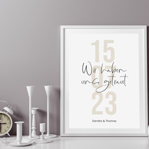 Poster Wir haben uns getraut personalisiert mit Name und Datum für Paare Geschenk für Hochzeit Bild 4