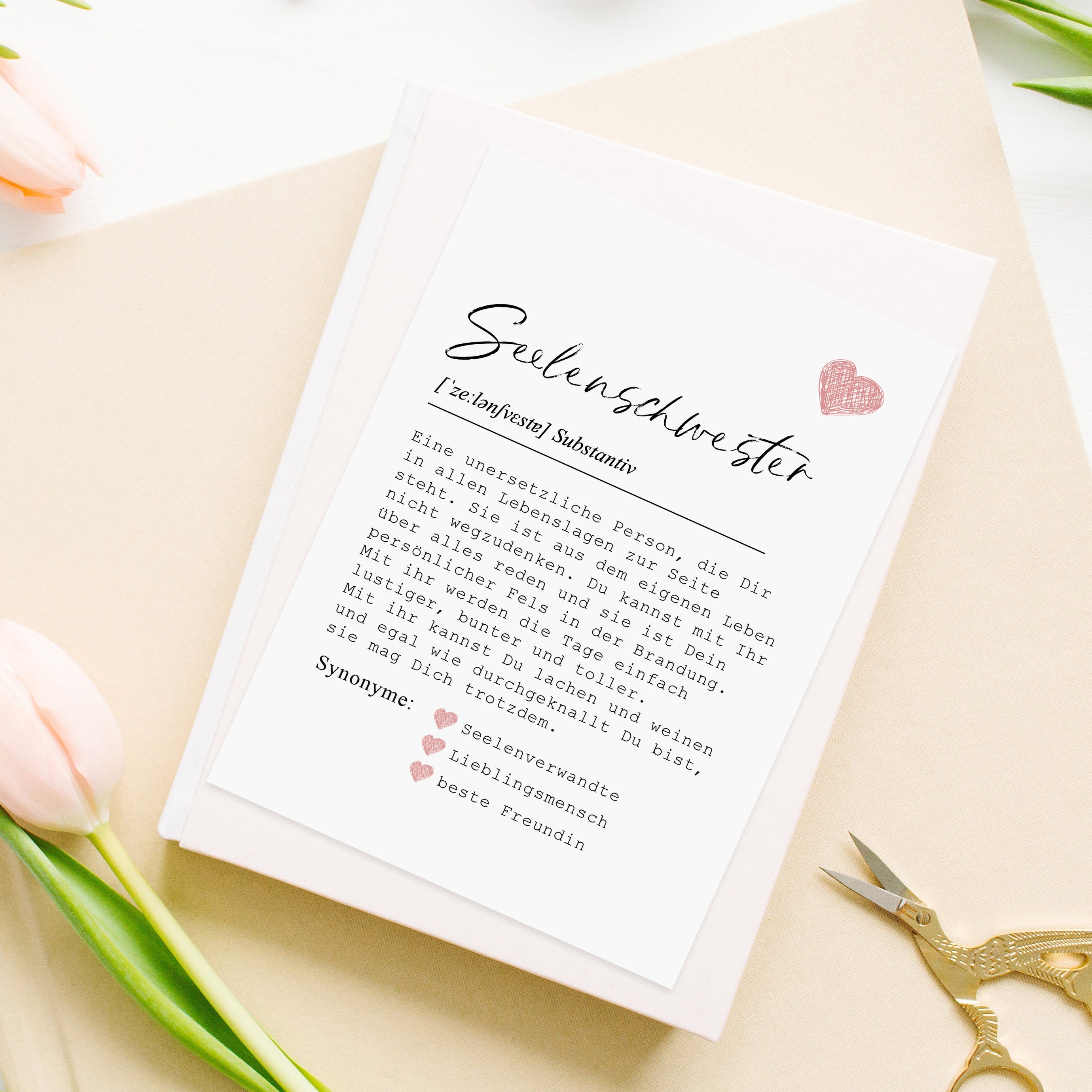 Postkarte Definition SEELENSCHWESTER inkl. Briefumschlag Beste Etsy