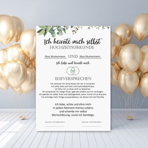 Heirate Dich selbst Hochzeitsurkunde Selbstliebe Poster DIN A4 Selbstwert Selbstliebe Geschenk