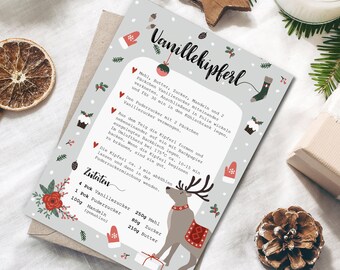 Christmas Card Vanilla Crescent Recipe Postcard Christmas
