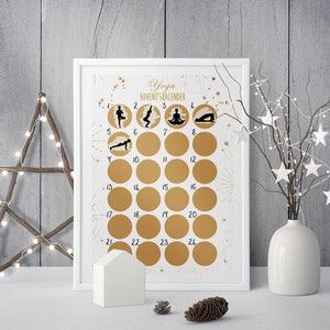 YOGA Adventskalender zum Rubbeln DIN A3 HELL Weihnachtskalender Sport Adventskalender Übungen Rubbel Adventskalender