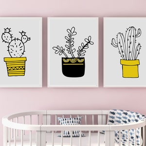 Poster Kinderzimmer 3er Set Kaktus, Poster Kinderzimmer, Kinderzimmer Poster Kaktus, Kinderzimmer Bilder, Poster Kinderzimmer Mädchen