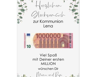 Poster Kommunion ERSTE MILLION Geldgeschenk Kommunion personalisierbar