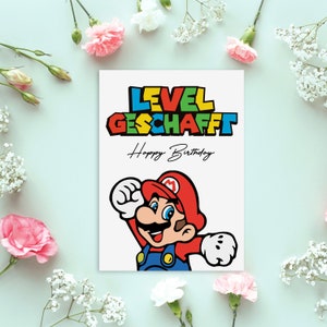 Super Mario birthday card LEVEL DONE gift friends image 3