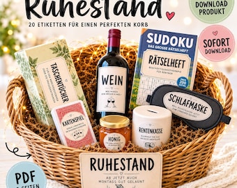 Retirement Gift Basket Labels PDF | 26 Labels | Retirement | Retirement Gift Ideas | Instant Download