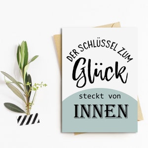 Postkarte GLÜCK "Der Schlüssel zum Glück" Postkarte SPRÜCHE Postkarte Liebe