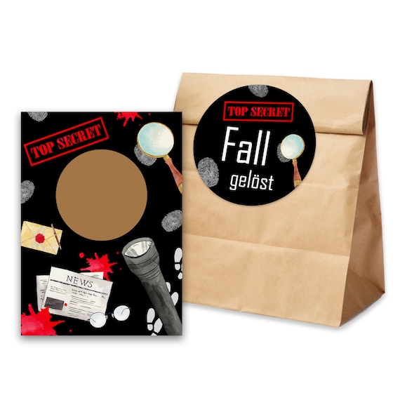 Xinfin Biglietti di invito detective, 12 x biglietti di invito + buste abbinate, set da detective per bambini, biglietti di invito per feste di compleanno per bambini