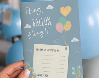 Balloon flight cards - Wish - School leaving, Kindergarten leaving
