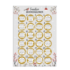 Calendario dell'Avvento familiare da grattare A3 GRIGIO Calendario natalizio per tutta la famiglia